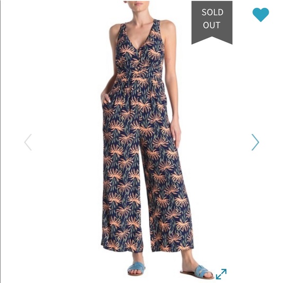 Madewell Pants - NWT Madewell Palm Print V Back Wide Leg Jumpsuit